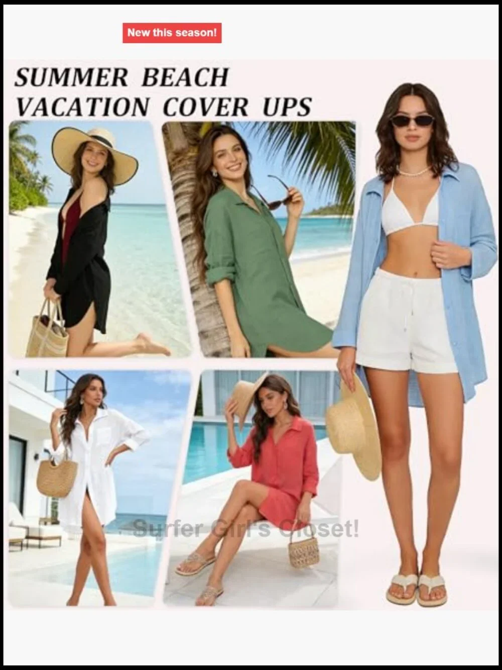 2 Pack Womens Swimsuit Cover Up 100% Cotton Seersucker Button Down Beach Shirt